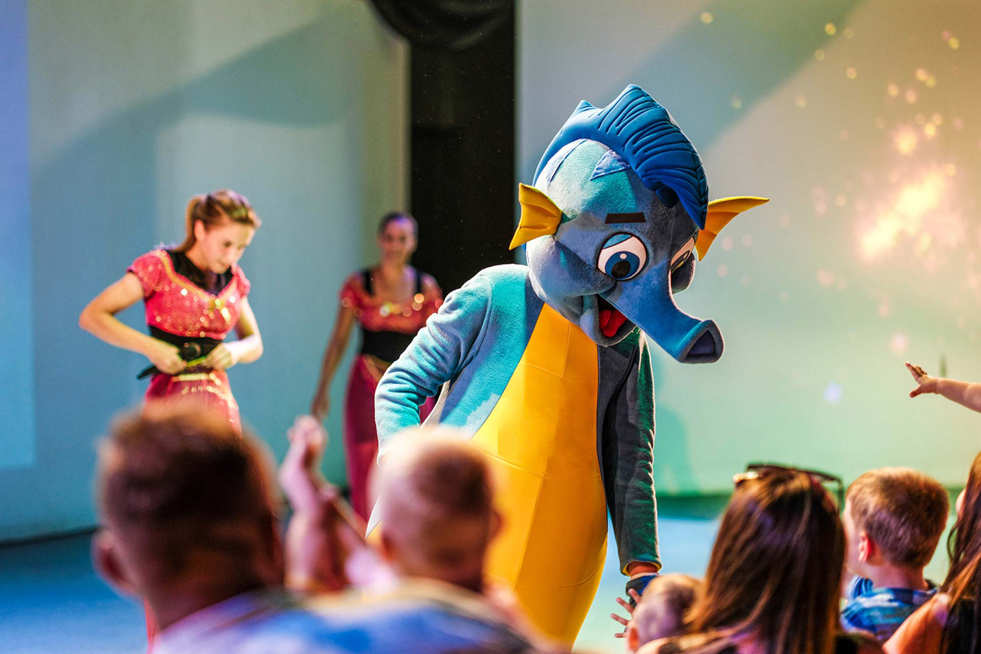 Zatonino entertaining children on stage during a live performance Zatonino entertaining children on stage during a live performance